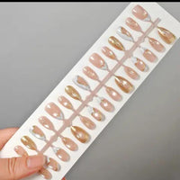 Golden white French Chrome Nails