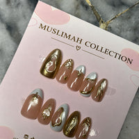 Golden white French Chrome Nails