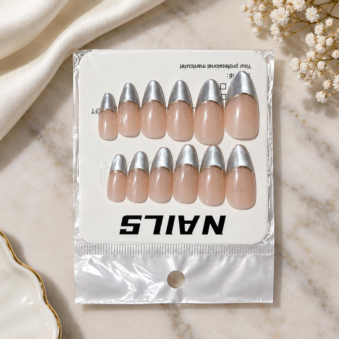 Semi-Handmade French Chrome Nails