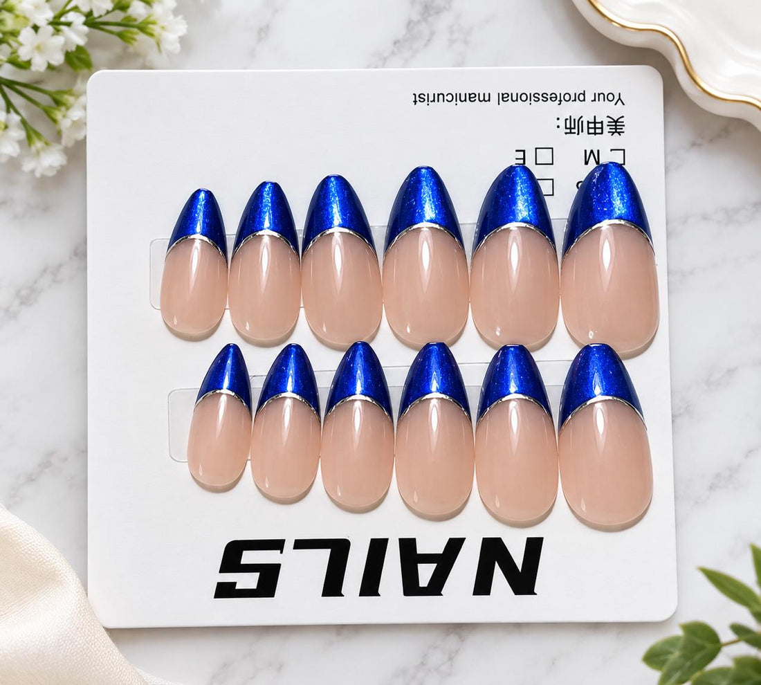 Semi-Handmade French Chrome Nails