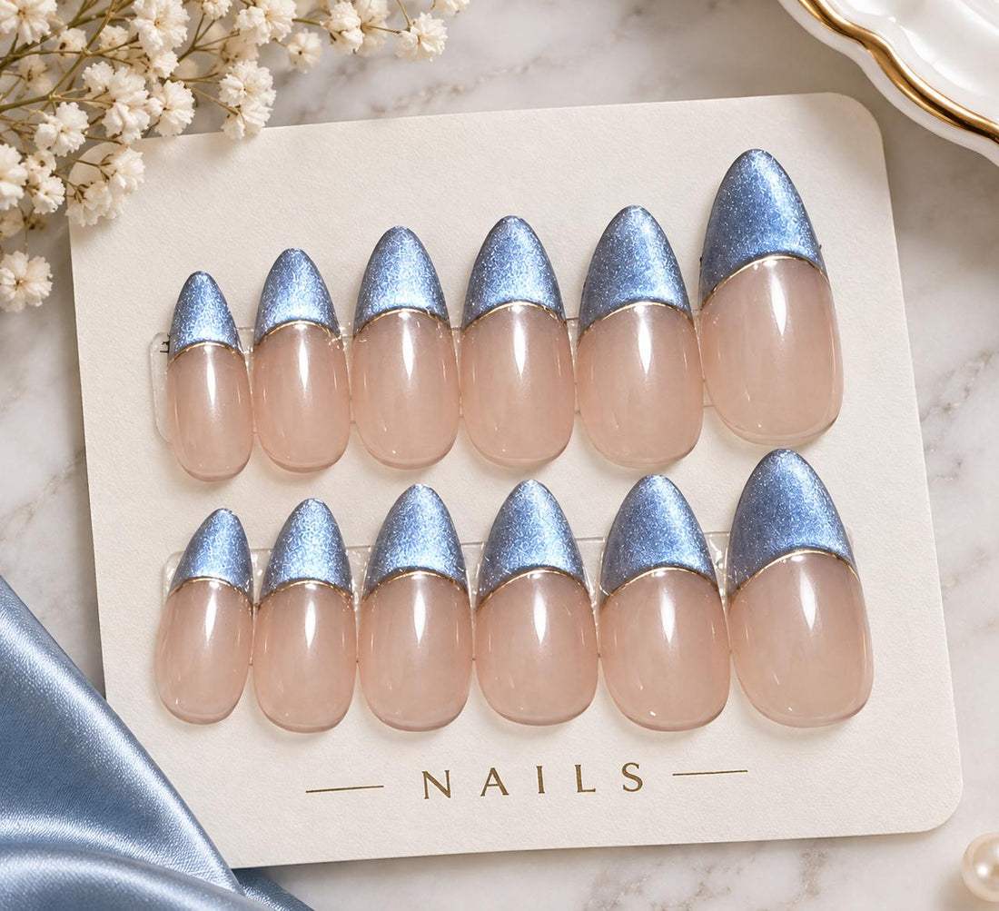 Semi-Handmade French Chrome Nails