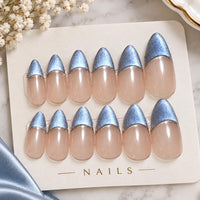 Semi-Handmade French Chrome Nails